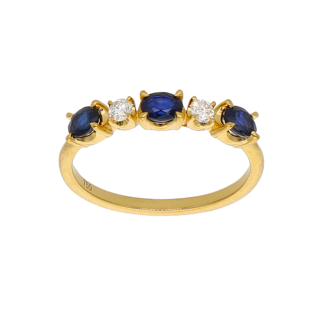 Anillo Oro Amarillo Zafiro Azul y Brillantes AN-14079