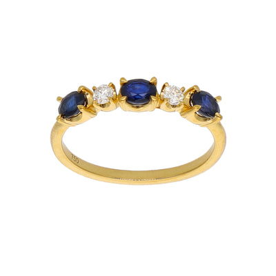 Anillo Oro Amarillo Zafiro Azul y Brillantes AN-14079