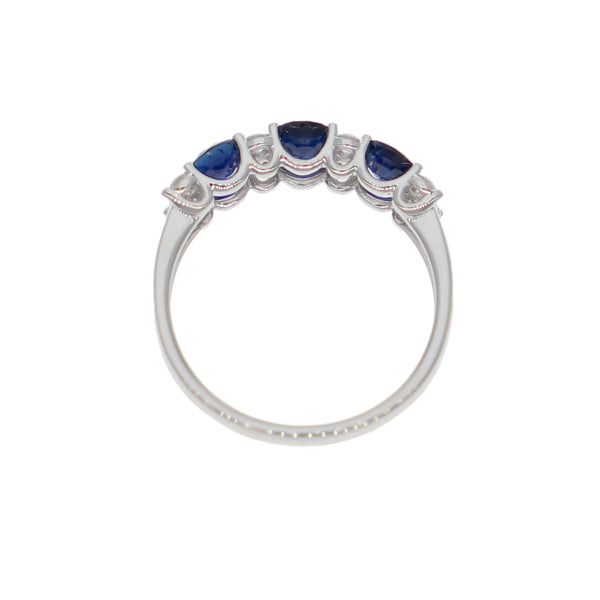 Anillo Oro Blanco Zafiro Azul y Brillantes AN-14080