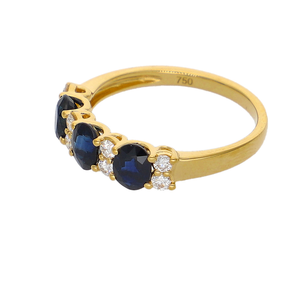 Anillo Oro Amarillo Zafiro Azul y Brillantes AN-14081