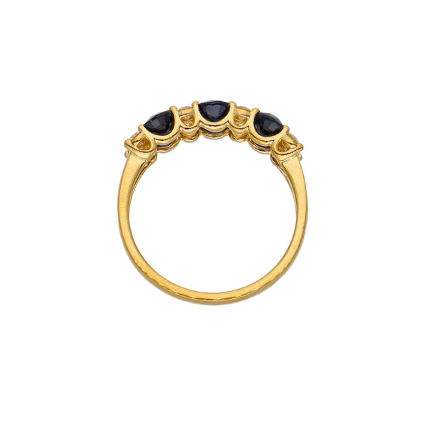 Anillo Oro Amarillo Zafiro Azul y Brillantes AN-14081