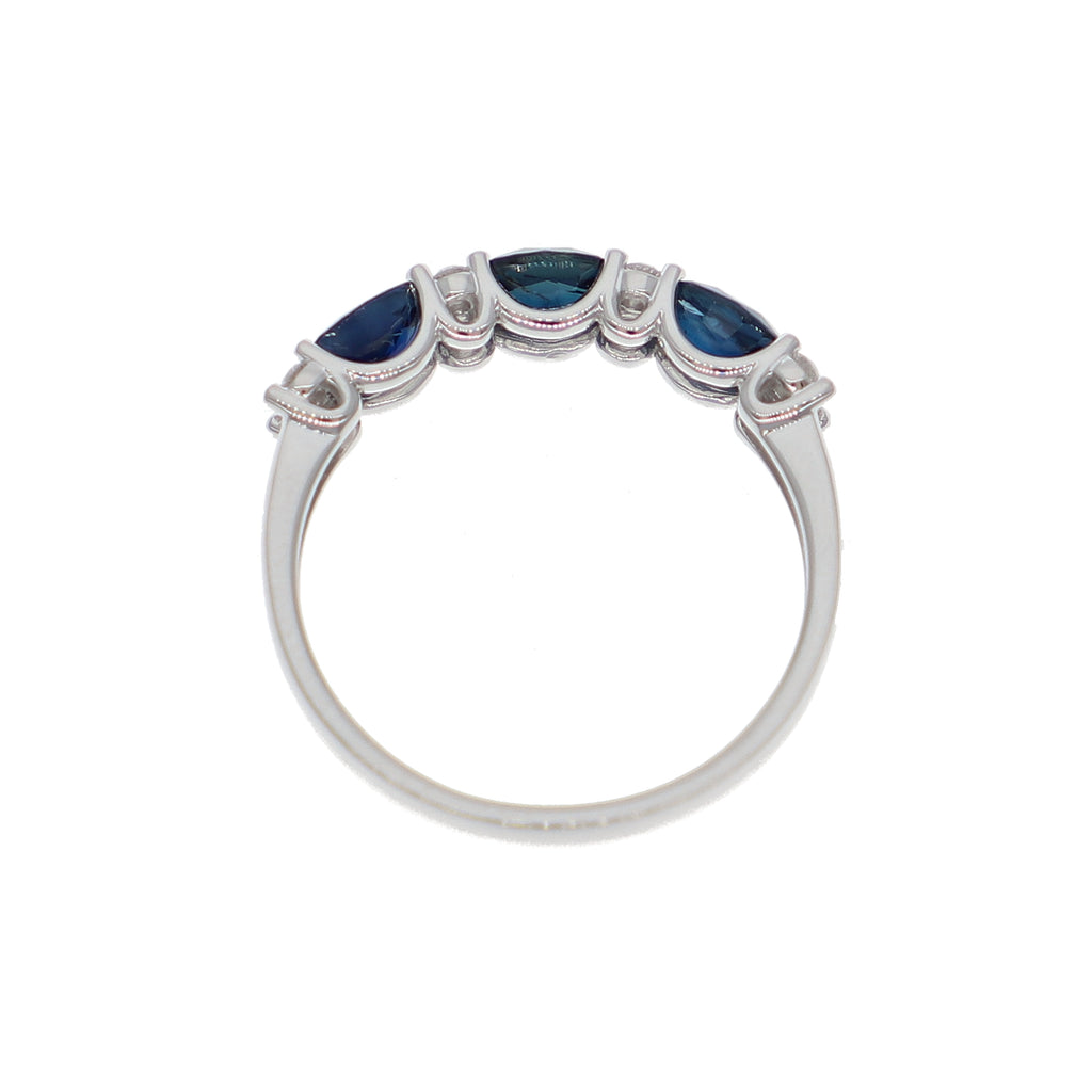 Anillo Oro Blanco Zafiro Azul y Brillantes AN-14082