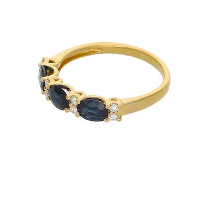 Anillo Oro Amarillo Zafiro Azul y Brillantes AN-14083