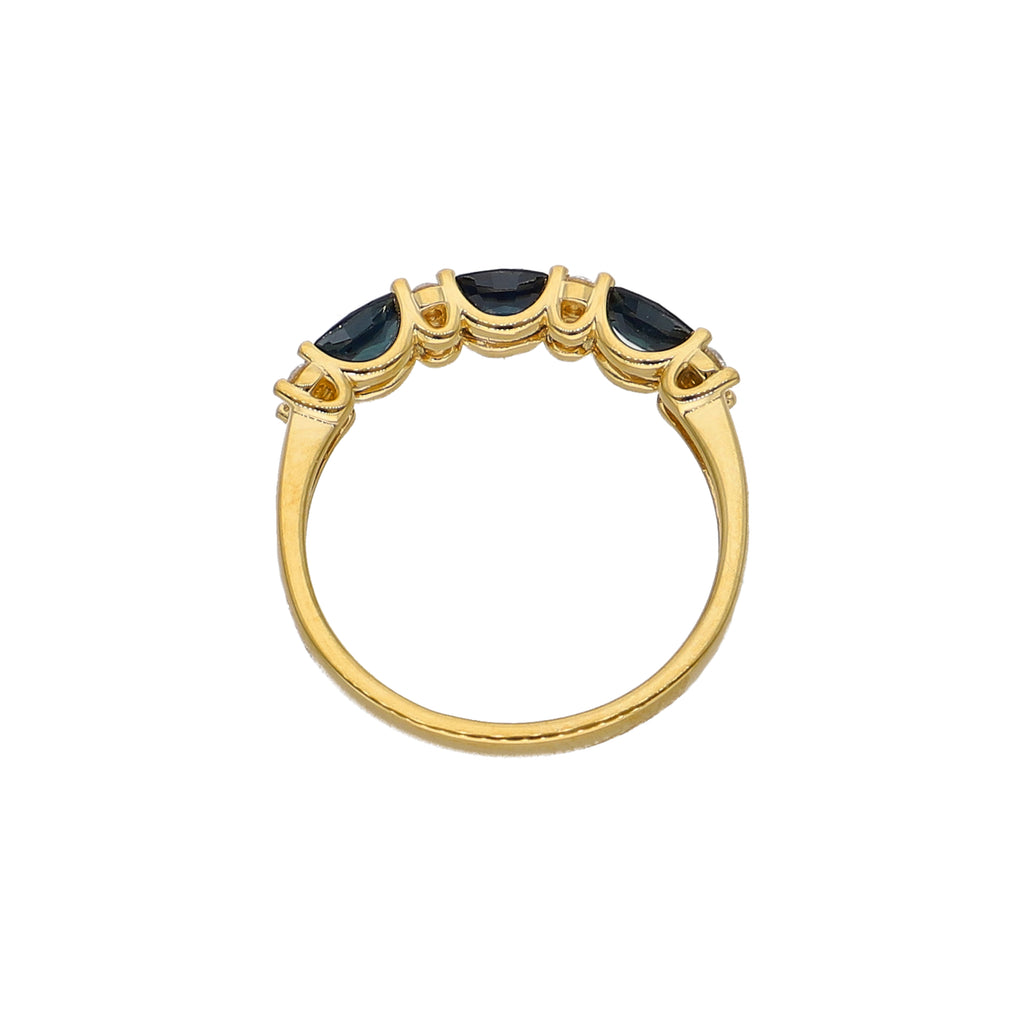 Anillo Oro Amarillo Zafiro Azul y Brillantes AN-14083