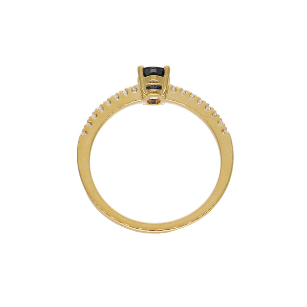 Anillo Oro Amarillo Zafiro Azul y Brillantes AN-14085