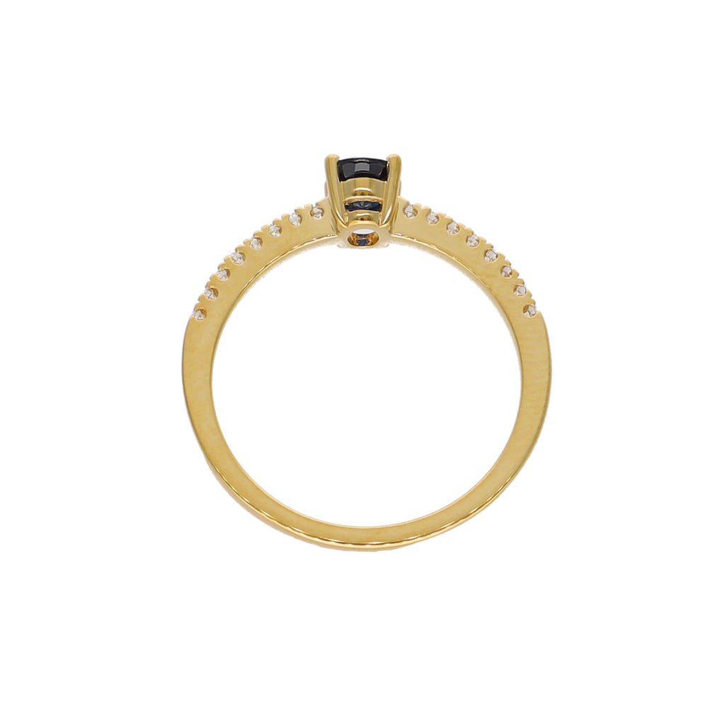 Anillo Oro Amarillo Zafiro Azul y Brillantes AN-14085