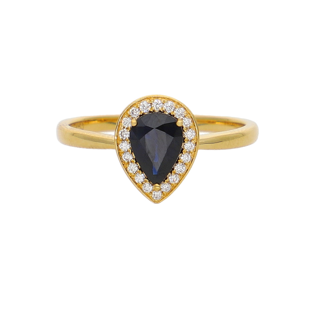 Anillo Oro Amarillo Zafiro Azul y Brillantes AN-14086