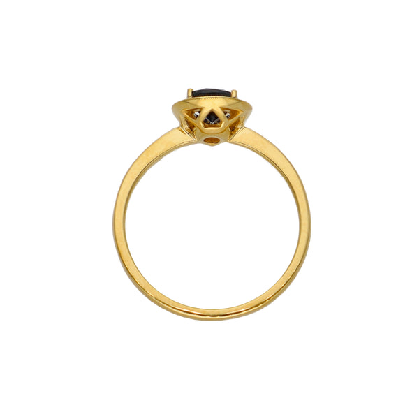 Anillo Oro Amarillo Zafiro Azul y Brillantes AN-14086