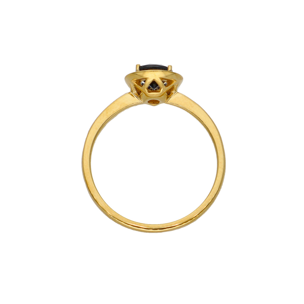 Anillo Oro Amarillo Zafiro Azul y Brillantes AN-14086