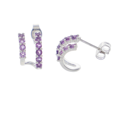 Aros Oro Blanco y Amatista AR-14088