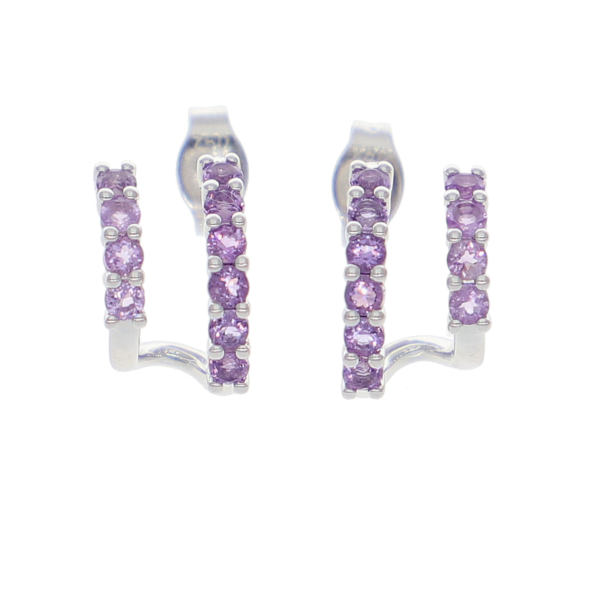 Aros Oro Blanco y Amatista AR-14088