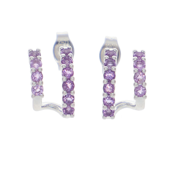 Aros Oro Blanco y Amatista AR-14088