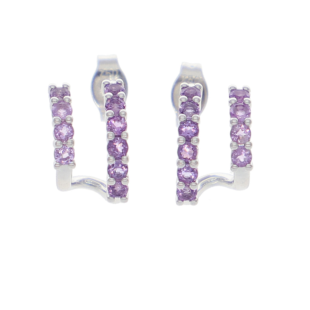 Aros Oro Blanco y Amatista AR-14088