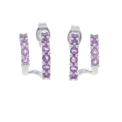 Aros Oro Blanco y Amatista AR-14088