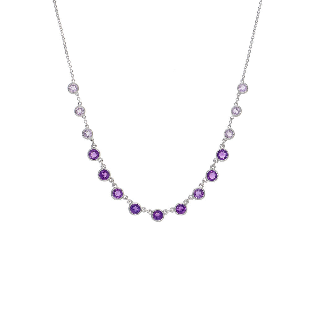 Collar Oro Blanco y Amatistas CO-14090