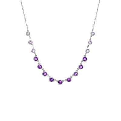 Collar Oro Blanco y Amatistas CO-14090