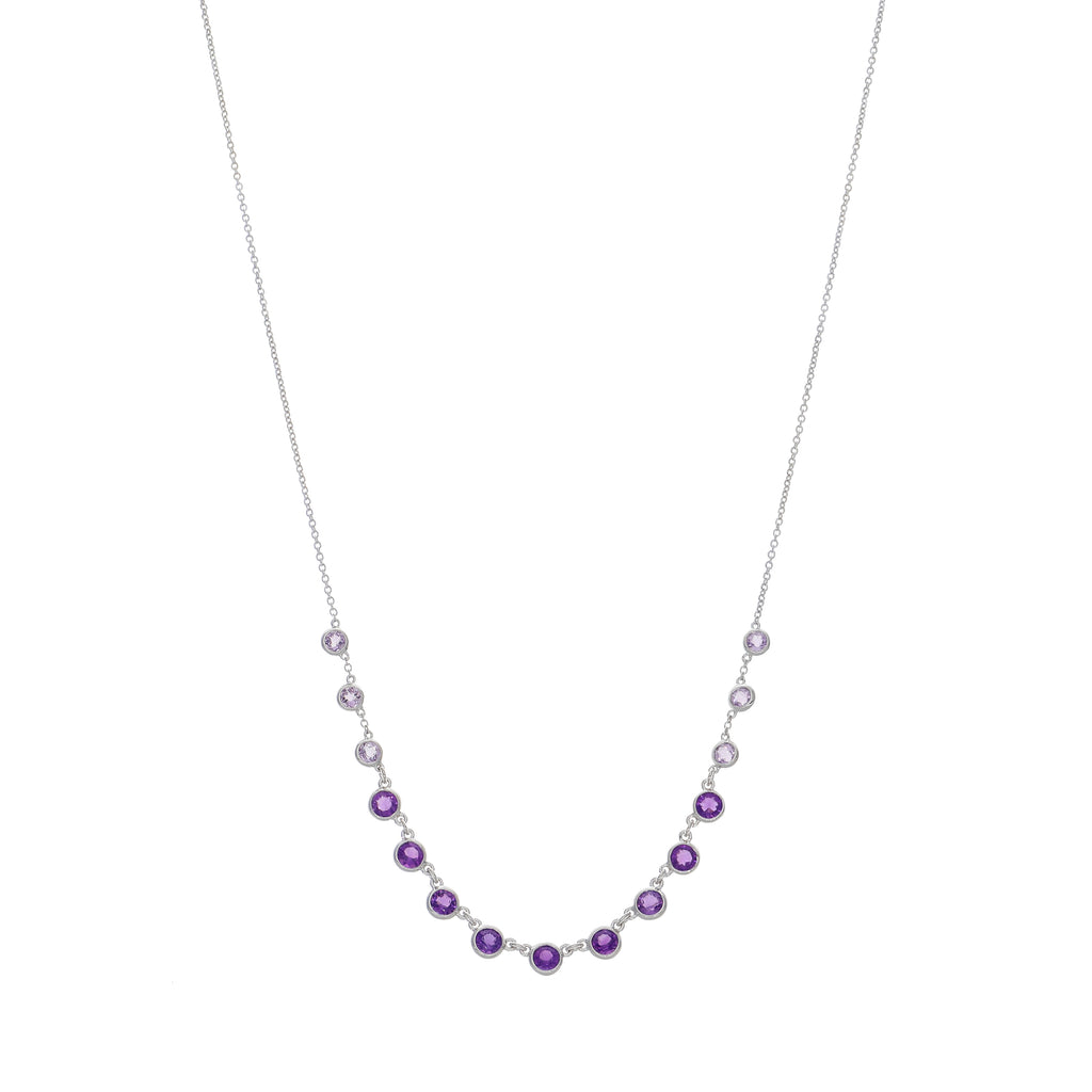 Collar Oro Blanco y Amatistas CO-14090