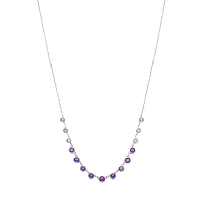 Collar Oro Blanco y Amatistas CO-14090