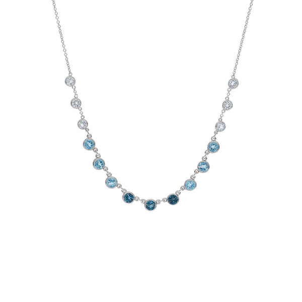 Collar Oro Blanco y Topacio Azul CO-14092