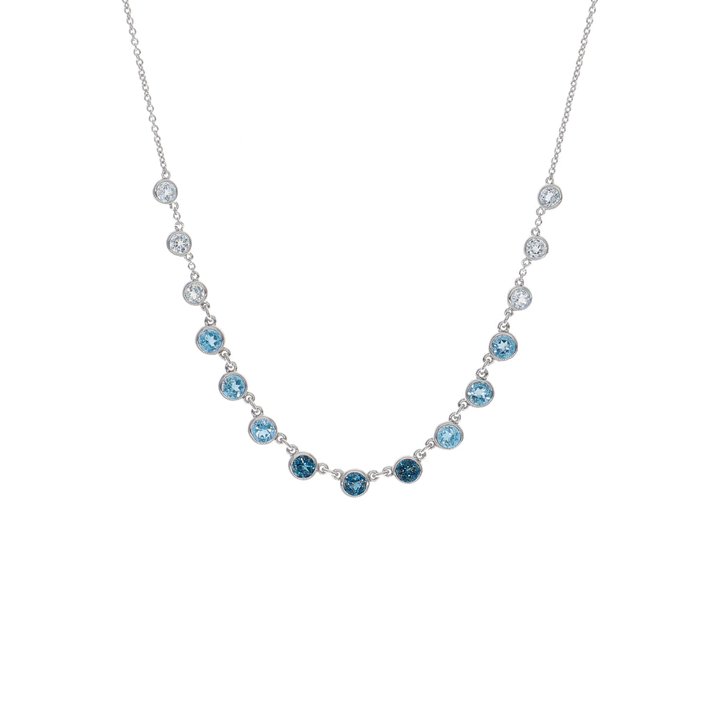 Collar Oro Blanco y Topacio Azul CO-14092