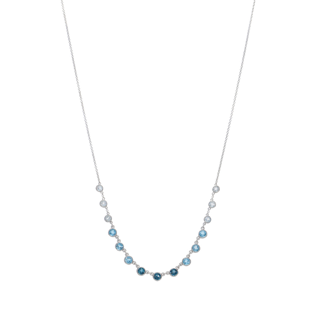 Collar Oro Blanco y Topacio Azul CO-14092