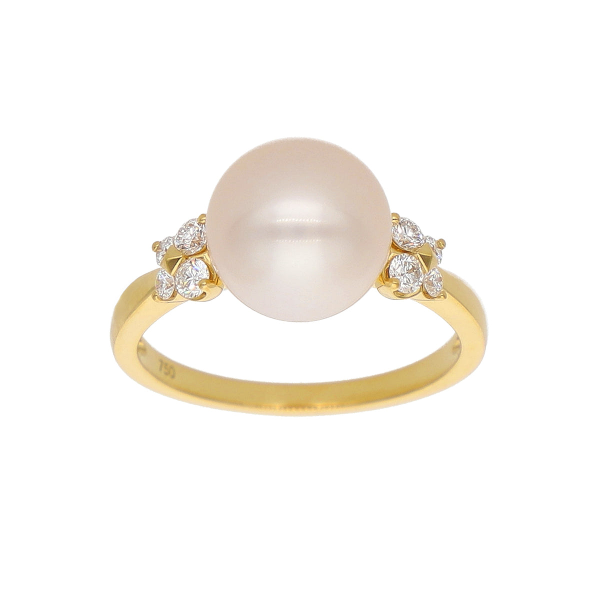 Anillo Oro Amarillo Perla y Brillantes AN-14096