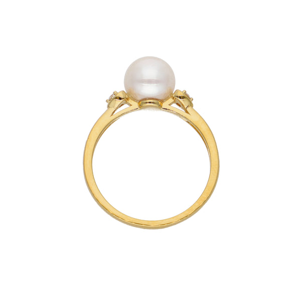 Anillo Oro Amarillo Perla y Brillantes AN-14097