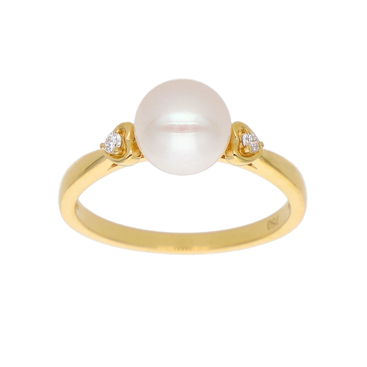 Anillo Oro Amarillo Perla y Brillantes AN-14097