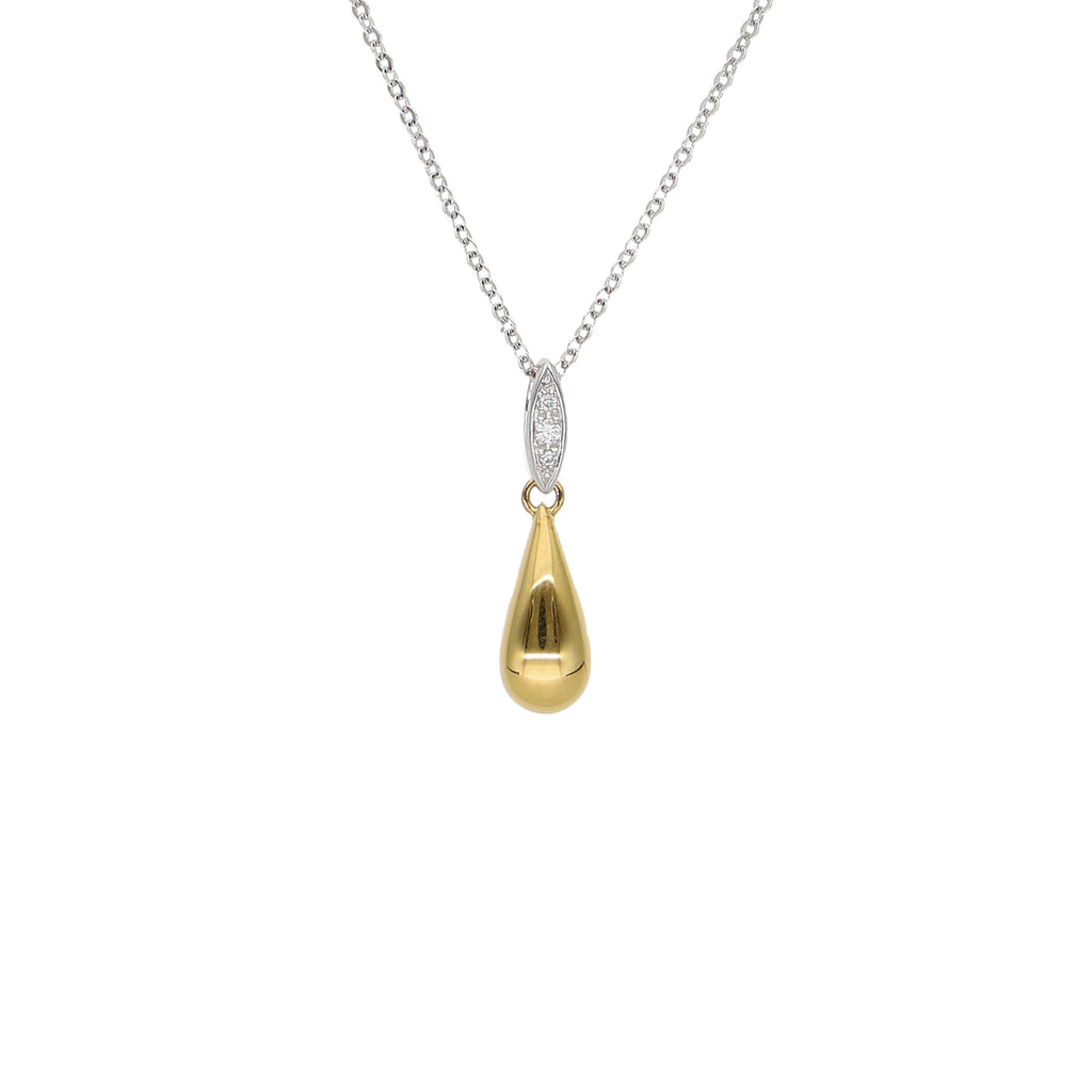 Collar Oro Blanco Amarillo y Brillantes CO-14106