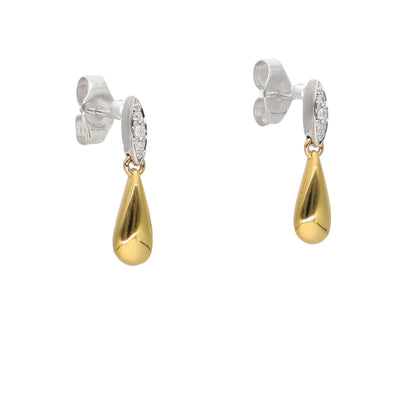 Aros Oro Amarillo Blanco y Brillantes AR-14107