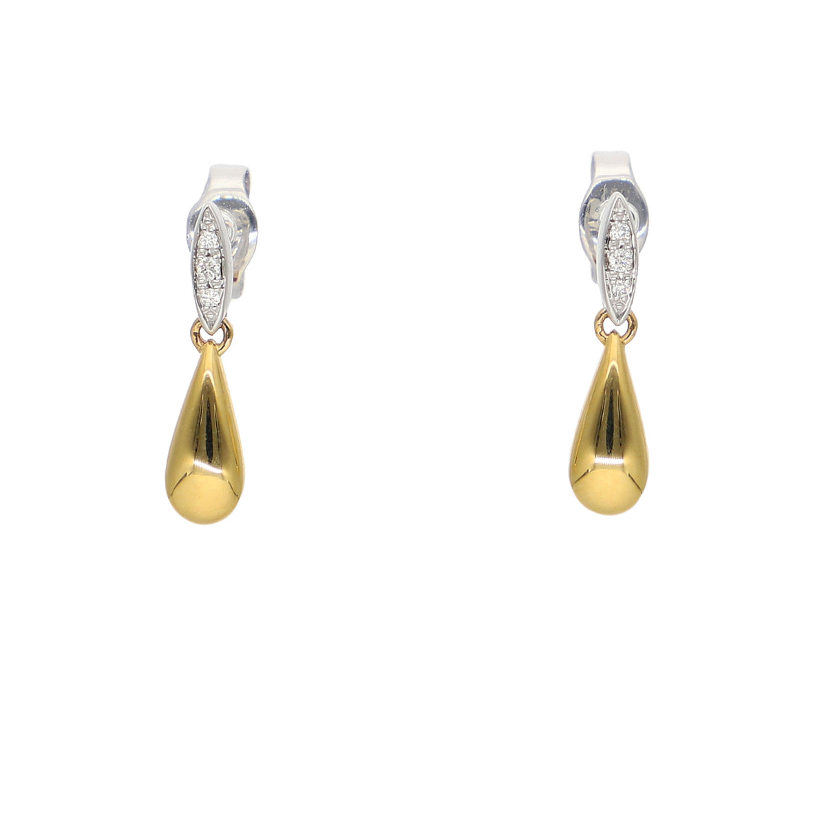 Aros Oro Amarillo Blanco y Brillantes AR-14107