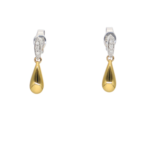 Aros Oro Amarillo Blanco y Brillantes AR-14107