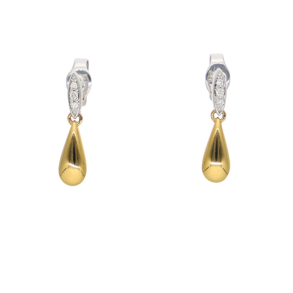 Aros Oro Amarillo Blanco y Brillantes AR-14107