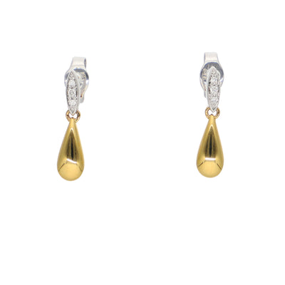 Aros Oro Amarillo Blanco y Brillantes AR-14107