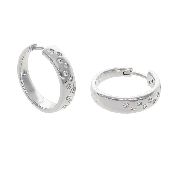 Aros Argolla Oro Blanco y Brillantes AR-14135