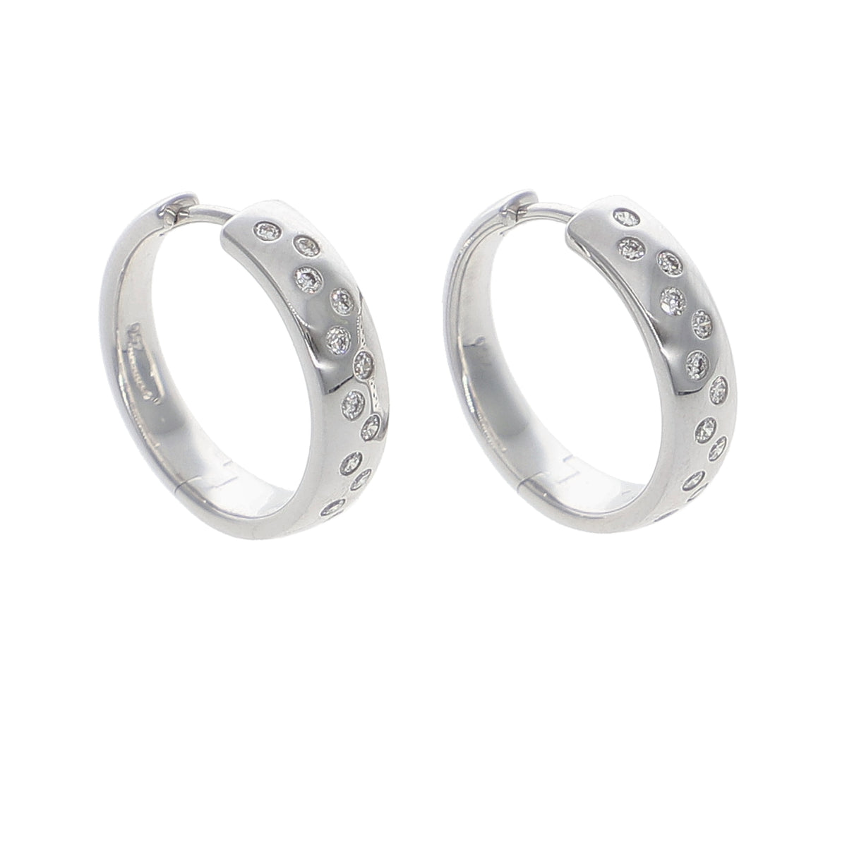 Aros Argolla Oro Blanco y Brillantes AR-14135