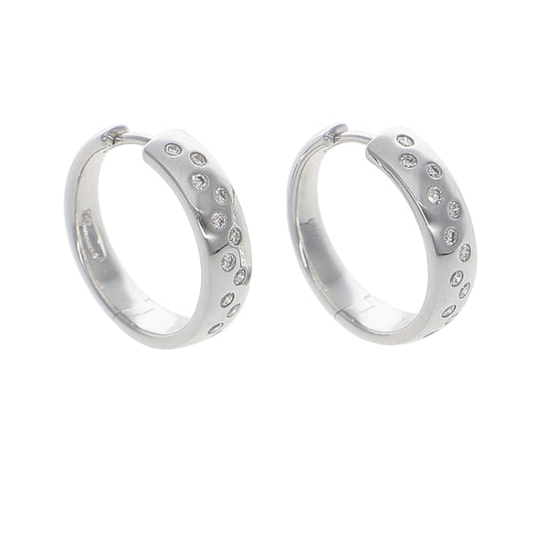 Aros Argolla Oro Blanco y Brillantes AR-14135