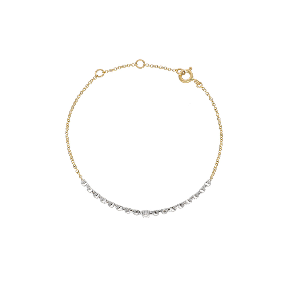 Pulsera Oro Blanco, Amarillo y Brillantes PU-14164