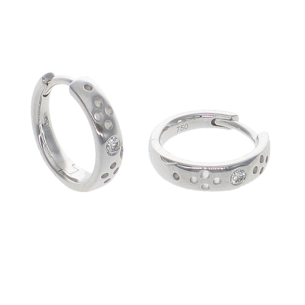 Aros Argolla Oro Blanco y Brillantes AR-14185