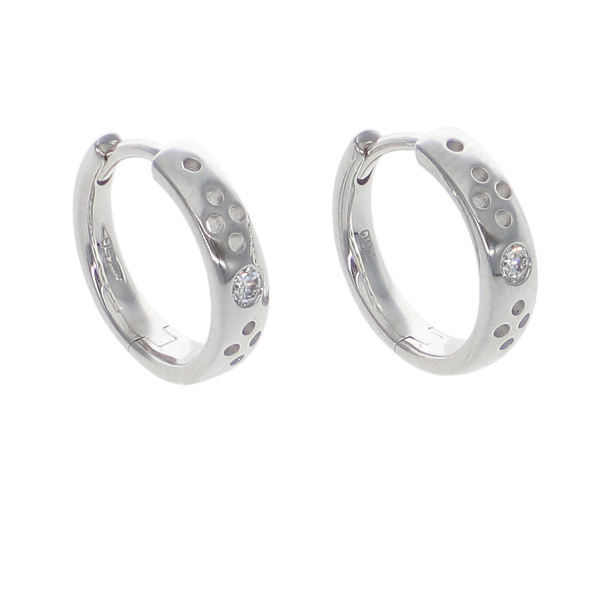 Aros Argolla Oro Blanco y Brillantes AR-14185