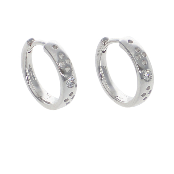 Aros Argolla Oro Blanco y Brillantes AR-14185