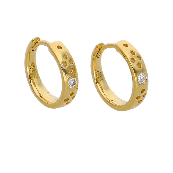 Aros Argolla Oro Amarillo y Brillantes AR-14186