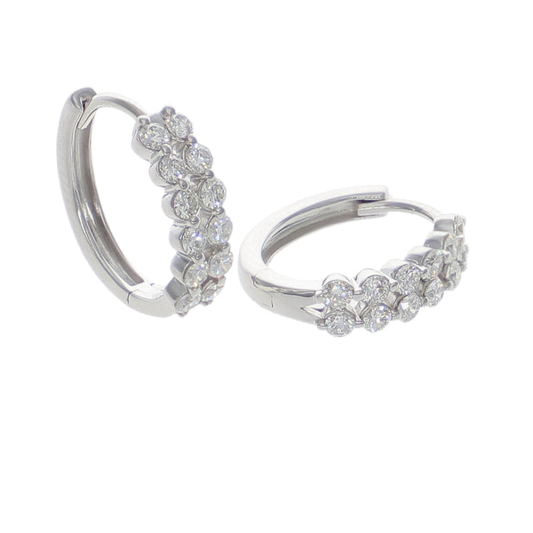 Aros Argolla Oro Blanco y Brillantes AR-14188