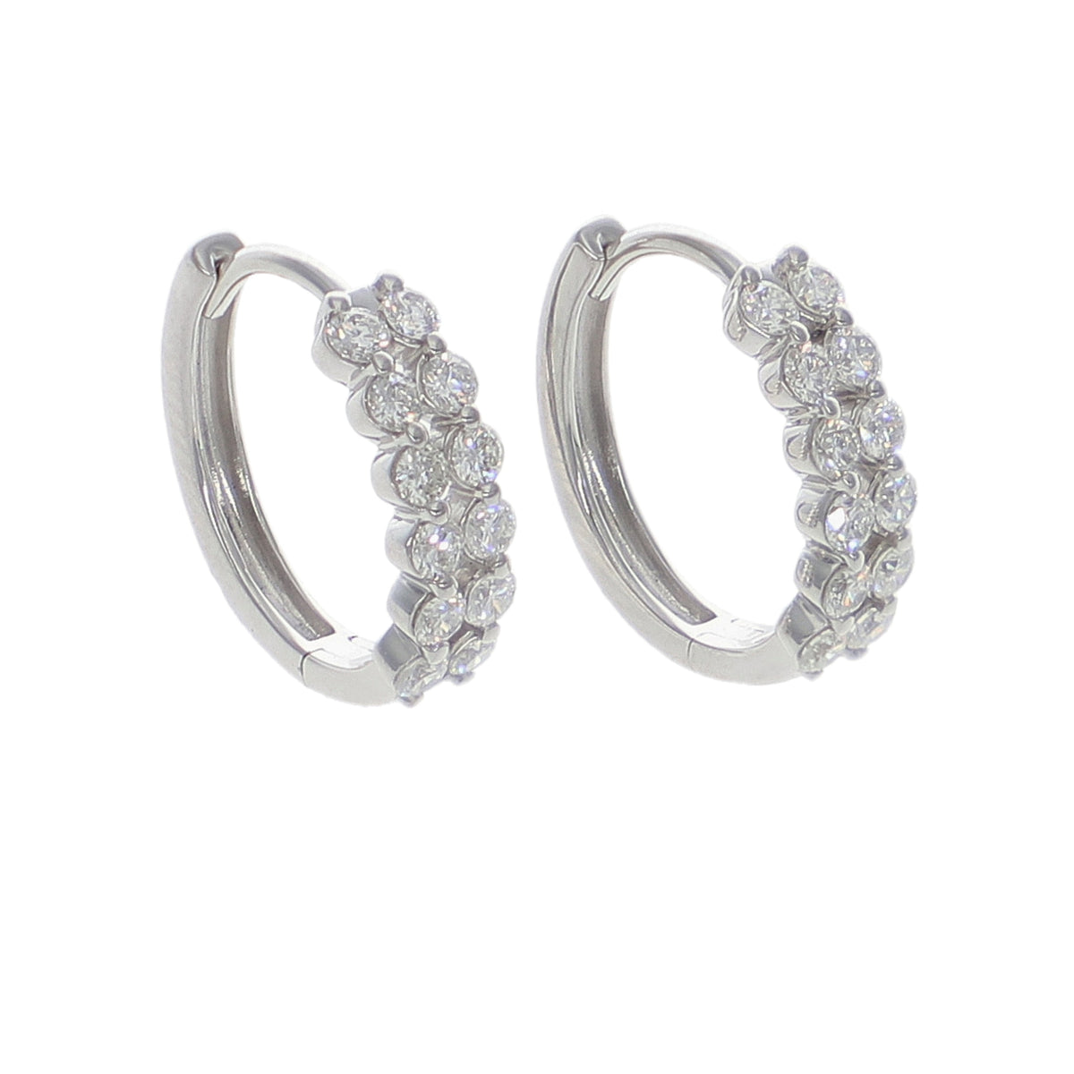 Aros Argolla Oro Blanco y Brillantes AR-14188