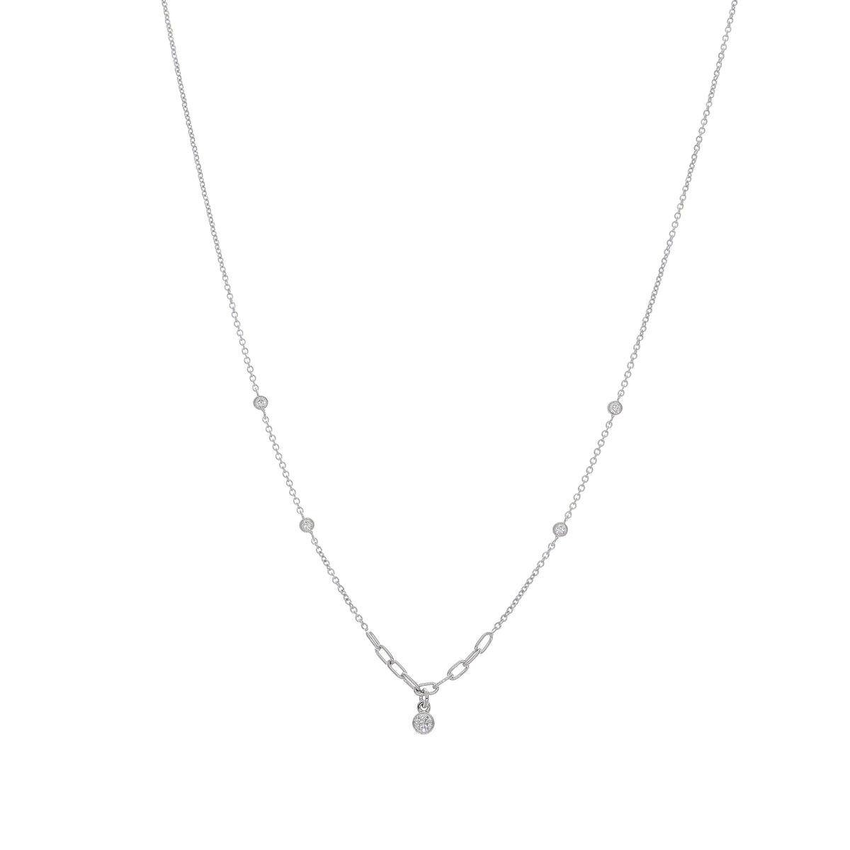 Collar Oro Blanco y Brillantes CO-14206