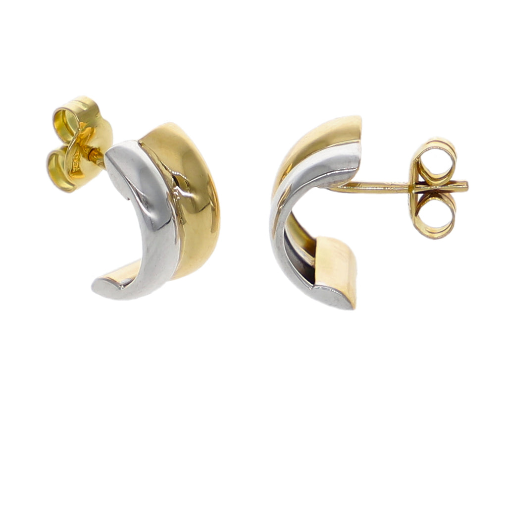 Aros Argolla Oro Amarillo y Blanco AR-14223