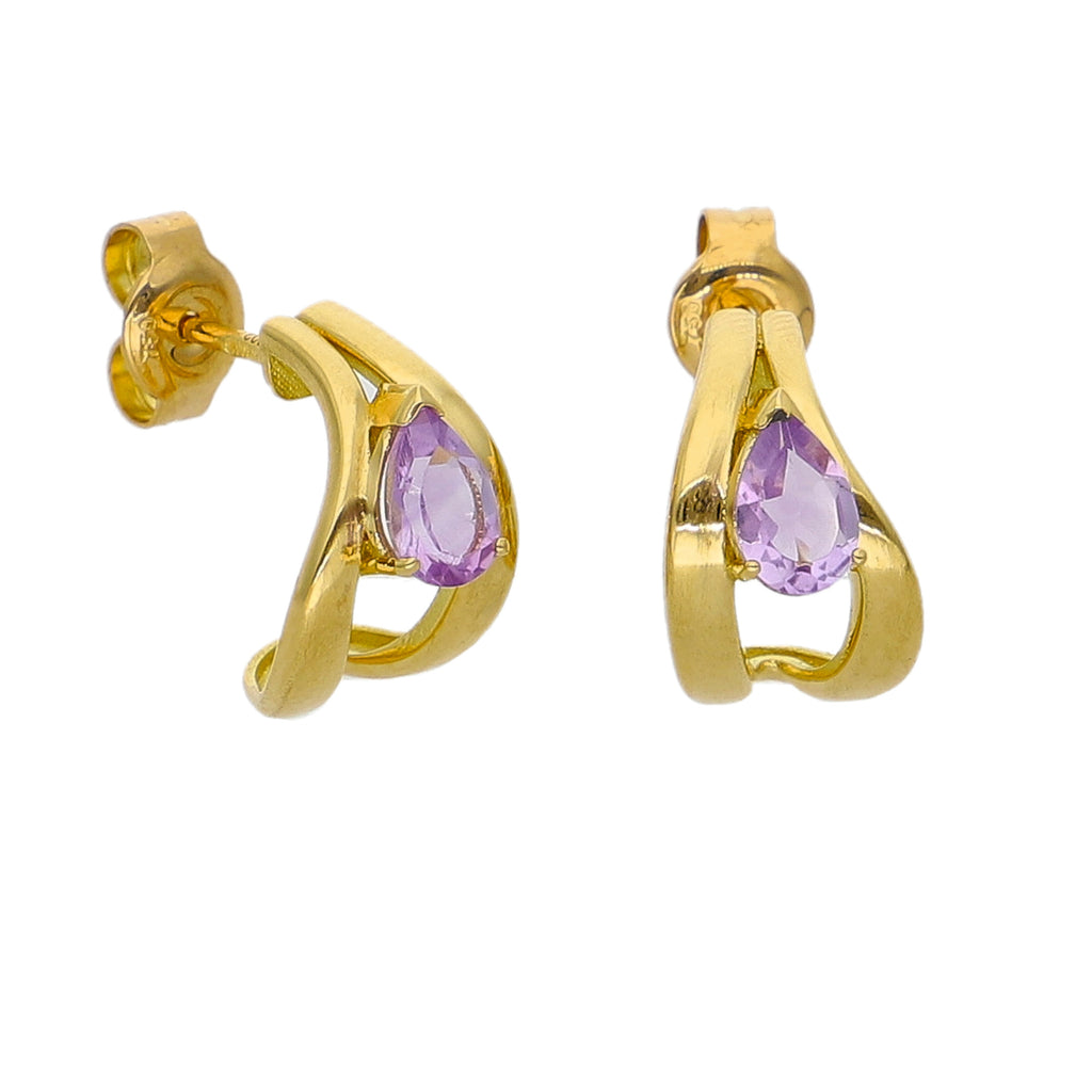 Aros Oro Amarillo Amatista AR-14226