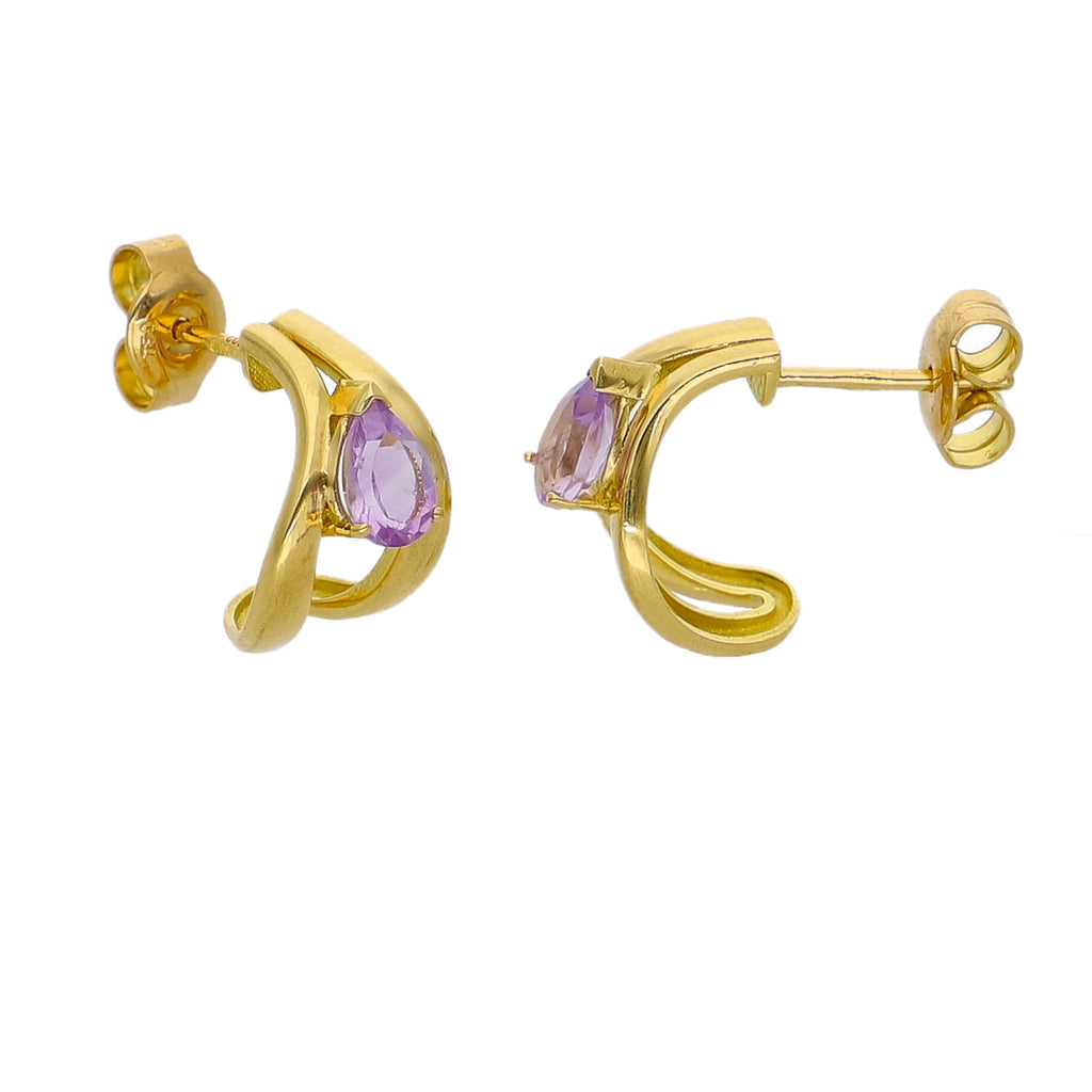 Aros Oro Amarillo Amatista AR-14226