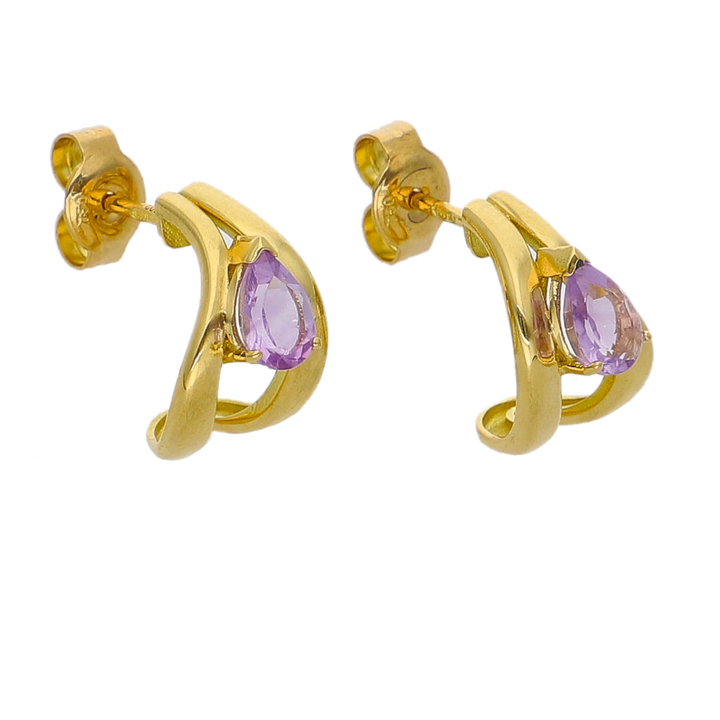 Aros Oro Amarillo Amatista AR-14226