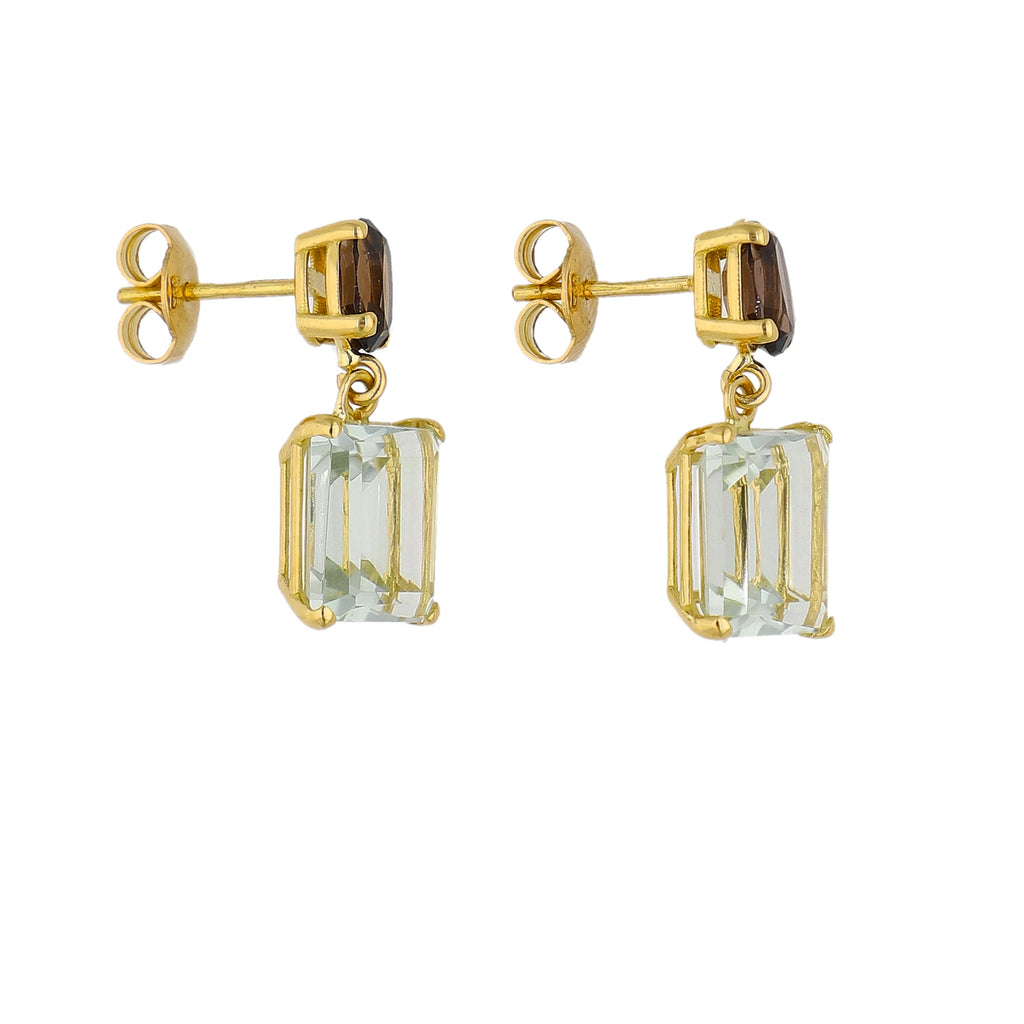 Aros Oro Amarillo Topacio Fume y Amatista Verde AR-14227